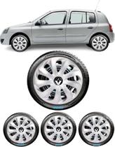 Kit Jogo Calota Aro 13 Velox Prata Renault Sandero Logan