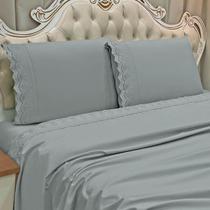 Kit Jogo Cama King Kayla 300 Fios Bordado Elegante Luxo Kit Jogo Cama King Kayla 300 Fios Bordado Elegante Luxo