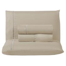 Kit Jogo Cama Queen 400 Fios Lençol com Ponto Palito Aveludado 4 Peças Macio e Aveludado
