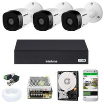 Kit Jogo Camera Monitoramento Via App Cftv 3 Câmeras Intelbras Dvr Multi HD