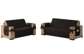 Kit Jogo Capa Para Sofá 2 E 3 Lugares King Laço Chocolate Kit Jogo Capa Para Sofá 2 E 3 Lugares King Laço Chocolate