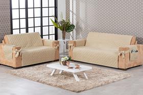 Kit Jogo Capa Protetor De Sofá 2 E 3 Lugares Com Laço Vinho