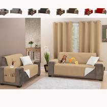 Kit Jogo Capa Protetor para Sofá Impermeável Dupla Face 2 e 3 Lugares