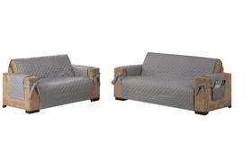 kit Jogo capa protetora de sofá face unica 2 e 3 lugares com laço e porta objetos vermelho