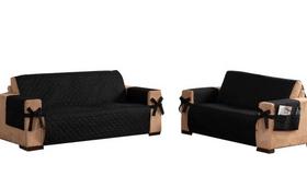 kit Jogo capa protetora de sofá face unica 2 e 3 lugares com laço e porta objetos vermelho - BruceBaby Bordados