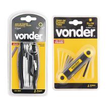 Kit Jogo Chave Allen 5/64 a 1/4 Canivete 9 Peças + Jogo Chave Torx Canivete T09 a T40 8 Peças - VONDER Kit Jogo Chave Allen 5/64 a 1/4 Canivete 9 Peças + Jogo Chave Torx Canivete T09 a T40 8 Peças - VONDER