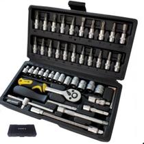 Kit Jogo Chave Catraca Canhão Ferramenta Maleta Reparar Moto