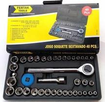 Kit Jogo Chave Catraca Reversível Jogo De Soquete 40 Pçs Fertak Kit Jogo Chave Catraca Reversível Jogo De Soquete 40 Pçs Fertak
