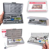 Kit Jogo Chave Catraca Reversível Jogo De Soquete 40 Pçs Maleta