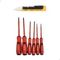 Kit Jogo Chave Fenda / Philips Isolada + Caneta Detectora Tensão Kit Jogo Chave Fenda / Philips Isolada + Caneta Detectora Tensão