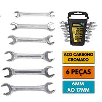 Kit Jogo Chave Fixa Em Aço Carbono 6-17mm Profissional 6 Peças