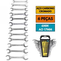 Kit Jogo Chave Fixa Em Aço Carbono 6-23mm Profissional 12 Peças