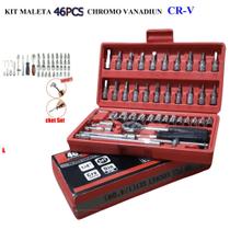 Kit-jogo Chaves Catraca Reversível Soquetes 46 PEÇAS+ Maleta CHROMO VANADIUM