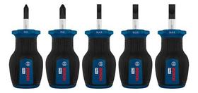 Kit Jogo Chaves Curtas Phillips Fenda Bosch Pro 5 Unidades