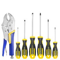 Kit Jogo Chaves De Fenda E Philips Imantada Com Alicate De Pressão 10 Polegadas