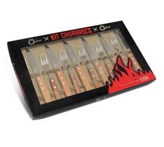 Kit Jogo Churrasco Faca Carne Garfo 12 Pçs Oxford