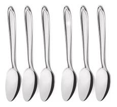 Kit Jogo Colher de Sopa Inox 6pç Inox Aço Restaurante Buffet
