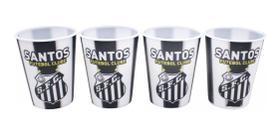Kit Jogo Com 4 Copos 3d 400ml Santos Fc Time Sfc