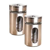 Kit Jogo Conjunto 2 Potes Porta Tempero Condimentos Inox Barato Kit Jogo Conjunto 2 Potes Porta Tempero Condimentos Inox Barato