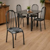 Kit Jogo Conjunto 4 Cadeiras Cozinha Jantar Aço Almofadada Metal Tubular