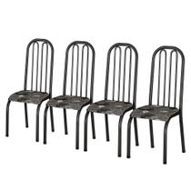 Kit Jogo Conjunto 4 Cadeiras Cozinha Jantar Aço Almofadada Metal Tubular