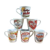 Kit Jogo Conjunto 6 Caneca Tulipa 140ml Mãe - Porcelana Estampa:Mãe Vermelha