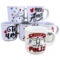 Kit Jogo Conjunto 6 Canecas 200ml Porcelana - Namorados Estampa:Colorido Kit Jogo Conjunto 6 Canecas 200ml Porcelana - Namorados Estampa:Colorido