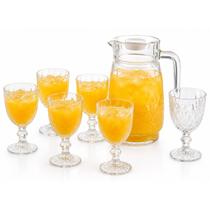 Kit Jogo Conjunto 6 Taças 320 Ml + Jarra Vidro 1.5L Com Tampa Kit Jogo Conjunto 6 Taças 320 Ml + Jarra Vidro 1.5L Com Tampa