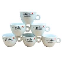 Kit Jogo Conjunto 6 Xícara Mãe Café Chá Cappuccino Porcelana Kit Jogo Conjunto 6 Xícara Mãe Café Chá Cappuccino Porcelana