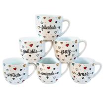 Kit Jogo Conjunto 6 Xicaras Café Chá 170ml - Porcelana