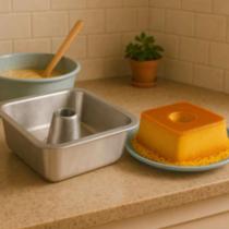 Kit Jogo Conjunto com 2 Forma Suíça Pudim Quadrado tamanhos Médio e Grande Alumínio Grosso IGF497