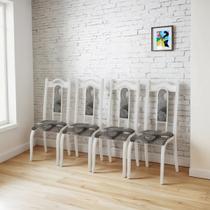 Kit Jogo Conjunto De 4 Cadeiras Cozinha Sala Jantar Aço Branco Metálico Tubular