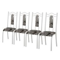 Kit Jogo Conjunto De 4 Cadeiras Cozinha Sala Jantar Aço Branco Metálico Tubular