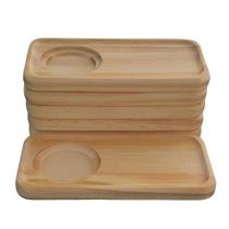 Kit Jogo Conjunto de 6 Pires Retangulares para Xícaras de Café e Chá - Madeira Pinus Kit Jogo Conjunto de 6 Pires Retangulares para Xícaras de Café e Chá - Madeira Pinus