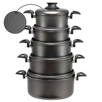 Kit Jogo Conjunto de Caçarolas Grande 5 Peças 16 a 24 - Alumínio Top de Linha Marcolar - Antiaderente Não Gruda e Não Descasca - Caçarolas Multiuso
