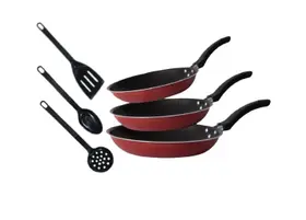 Kit Jogo Conjunto De Frigideiras Antiaderente Teflon 6 Peças Rouge Vermelho Kit Jogo Conjunto De Frigideiras Antiaderente Teflon 6 Peças Rouge Vermelho