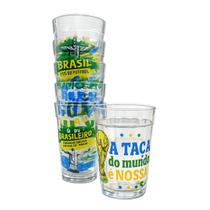 Kit Jogo Copo Americano Vidro Brasil Frases 180ml 6 Peças