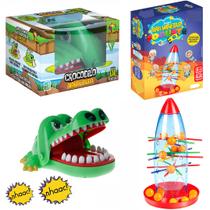 Kit Jogo Croc Croc Crocodilo Morde Dedo + Jogo Tira Varetas no Foguete