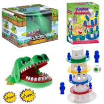 Kit Jogo Crocodilo Croc Croc Morde Dedo + Jogo Torre Maluca