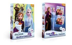 Kit Jogo Da Memoria Com Quebra Cabeça Frozen Infantil Menina