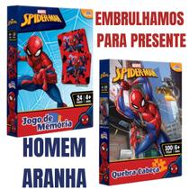 Kit Jogo Da Memoria E Quebra Cabeça Homem Aranha Didático