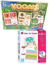 Kit Jogo Das Vogais Didatico Infantil Alfabetização E Gato De Sapato Raciocinio Logico