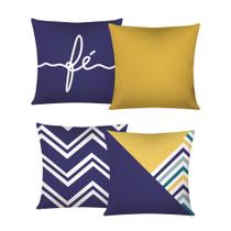 Kit Jogo De 04 Capas De Almofadas Decorativa Fé Kit Jogo De 04 Capas De Almofadas Decorativa Fé