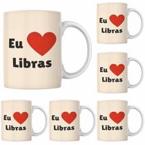 Kit Jogo De 4 Canecas amor por Libras De Porcelana Presente