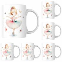 Kit Jogo De 4 Canecas Bailarina Ballet De Porcelana Mimo