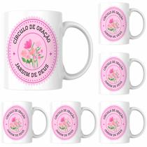 Kit Jogo De 4 Canecas Circulo de Oração De Porcelana Mimo
