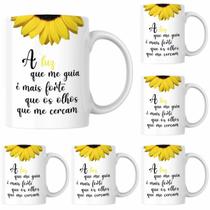 Kit Jogo De 4 Canecas Girassol De Porcelana Mimo