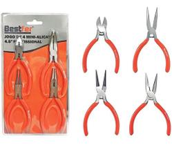 Kit Jogo De 4 Mini Alicates Bico Corte e Bico Redondo 4,5 Pol. Professional Kit Jogo De 4 Mini Alicates Bico Corte e Bico Redondo 4,5 Pol. Professional