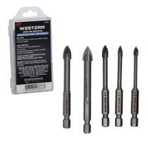Kit Jogo de 5 Brocas Indestrutíveis Universal Para Vidro, Porcelanato, Concreto, Aço Western Kit Jogo de 5 Brocas Indestrutíveis Universal Para Vidro, Porcelanato, Concreto, Aço Western