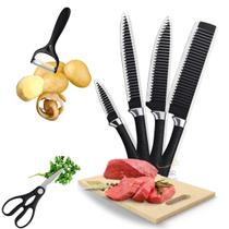 Kit Jogo De 6 Peças Faca Antiaderente Para Churrasco Cozinha